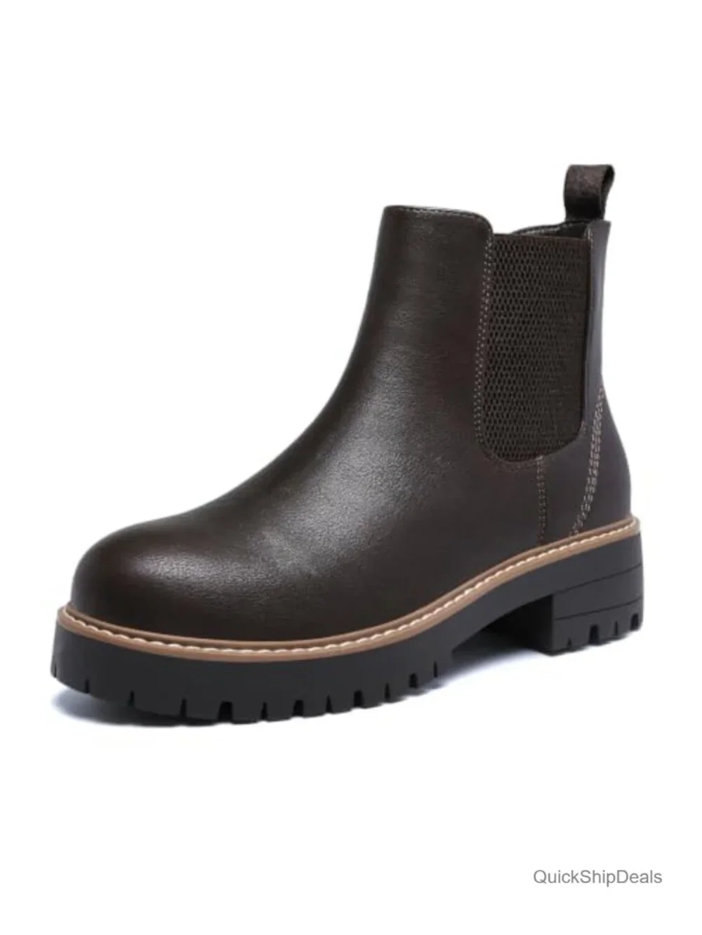 Ankle Booties Chelsea Side Zip Chunky Low Heel Round Toe Boots